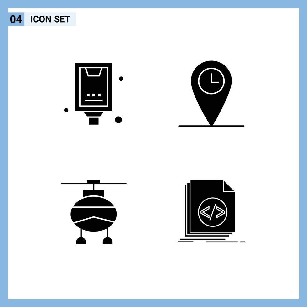Set of 4 Modern UI Icons Symbols Signs for advertising transport marketing location vehicles Editable Vector Design Elements