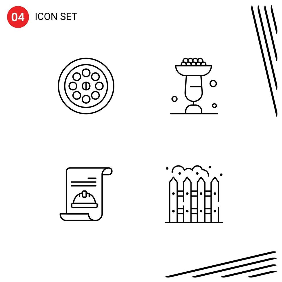 Mobile Interface Line Set of 4 Pictograms of extractor invitation plumbing cupcake hat Editable Vector Design Elements