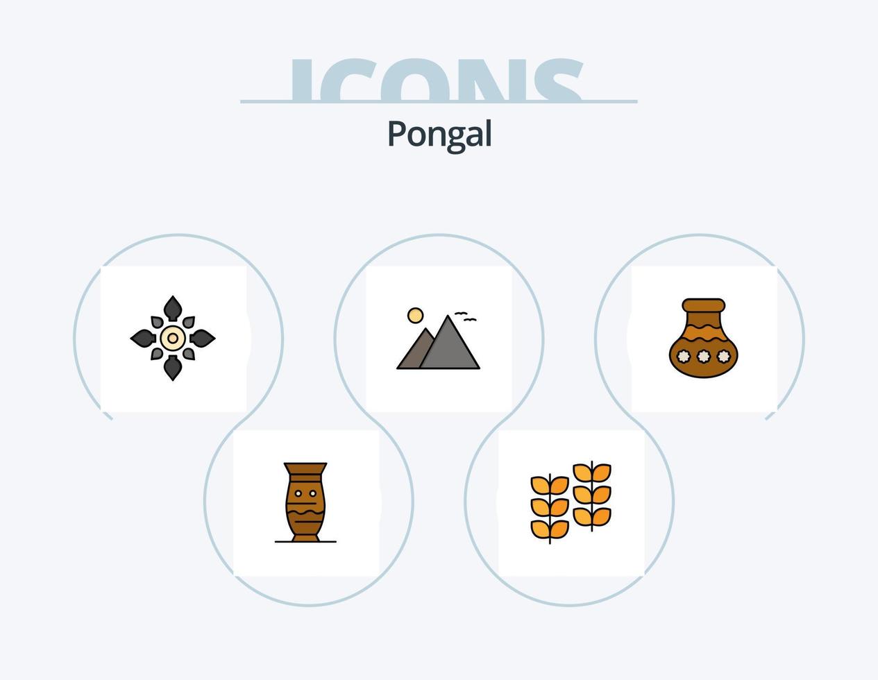 Pongal Line Filled Icon Pack 5 Icon Design. . coffee. food. hot. tea vector