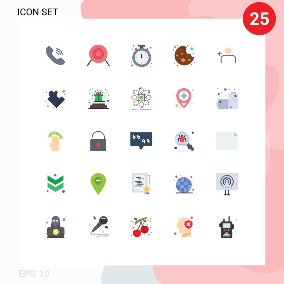 Group of 25 Modern Flat Colors Set for complex instagram clock discover people cookie Editable Vector Design Elements