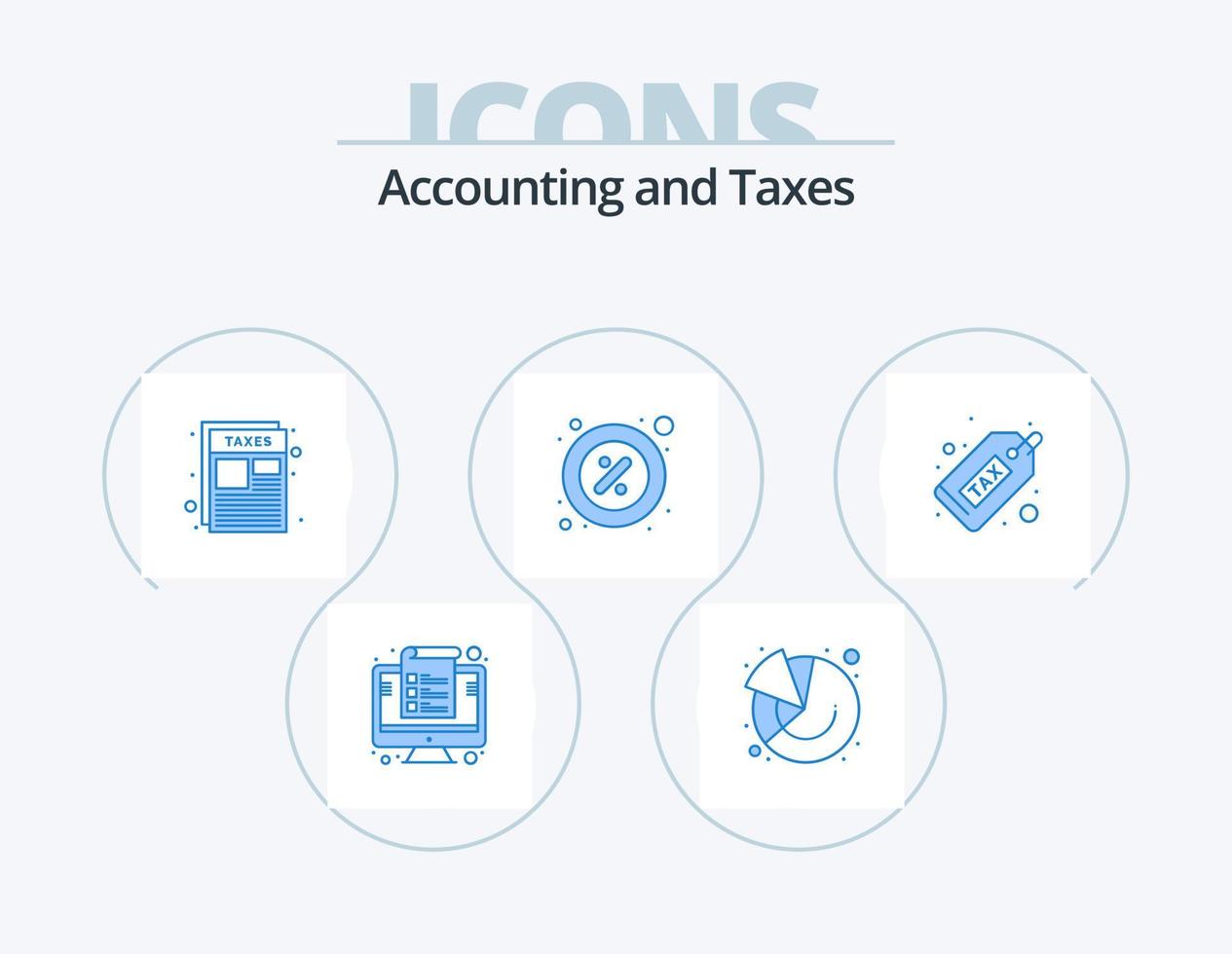 Taxes Blue Icon Pack 5 Icon Design. rent. percent. marketing. part. taxes vector