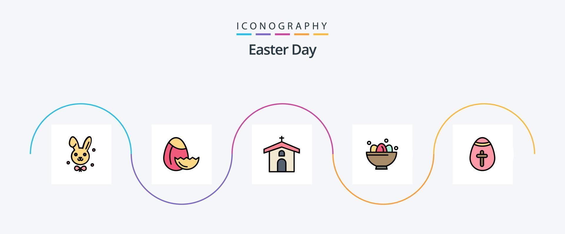 Pascua de Resurrección línea lleno plano 5 5 icono paquete incluso huevo. nido. cristiano. huevo. celebracion vector