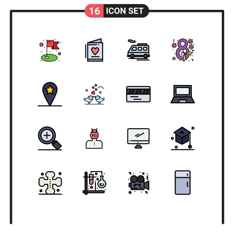 16 Creative Icons Modern Signs and Symbols of bride location transport geo tulip Editable Creative Vector Design Elements
