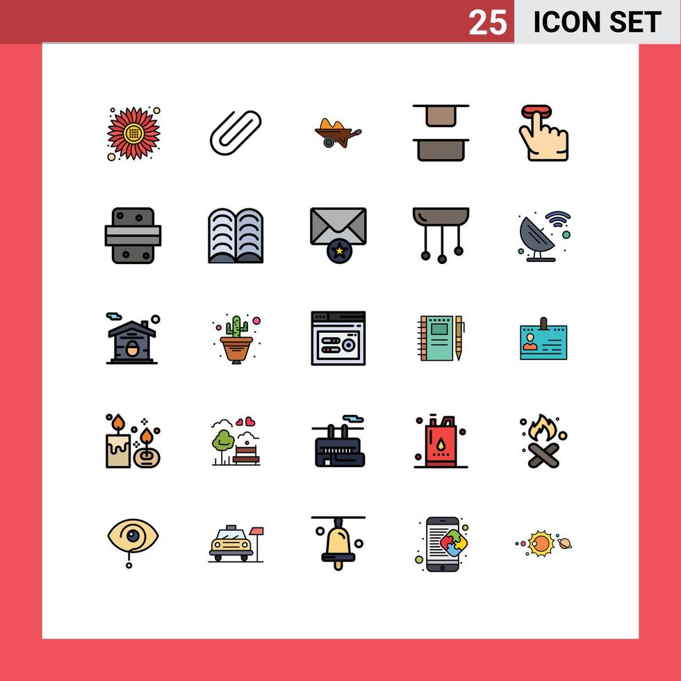 Universal Icon Symbols Group of 25 Modern Filled line Flat Colors of finger vertical barrow up tools Editable Vector Design Elements