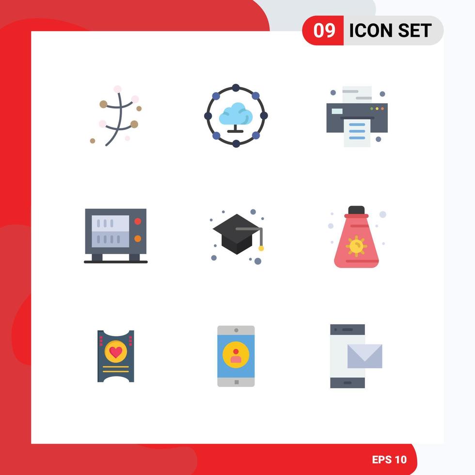 9 Creative Icons Modern Signs and Symbols of cream graduate cap print education safe Editable Vector Design Elements