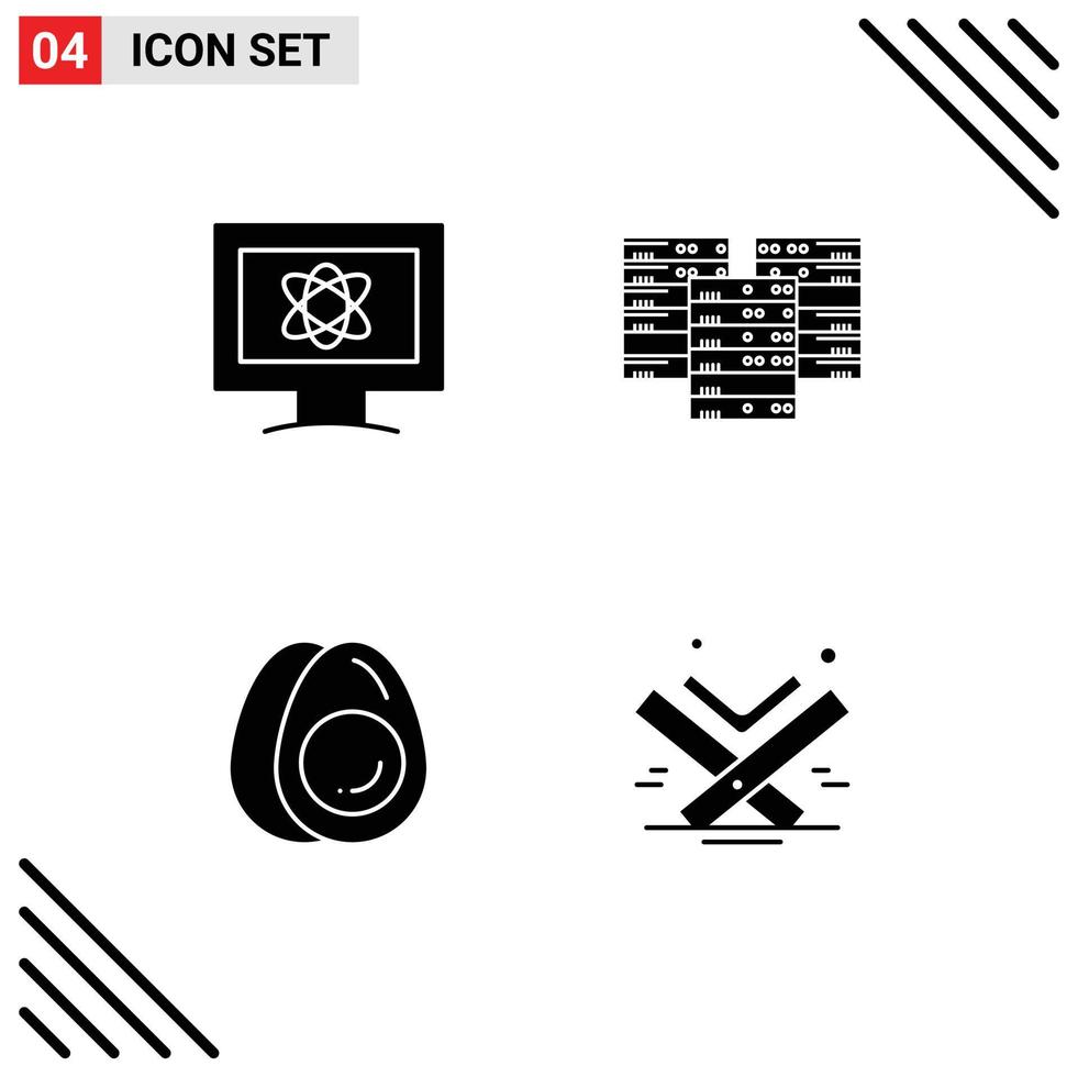 Pictogram Set of Simple Solid Glyphs of atom egg space data holiday Editable Vector Design Elements