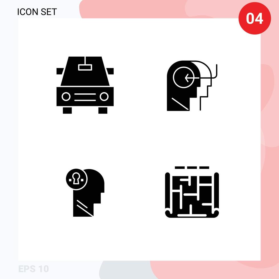 Universal Icon Symbols Group of Modern Solid Glyphs of car mind teaching business architecture Editable Vector Design Elements