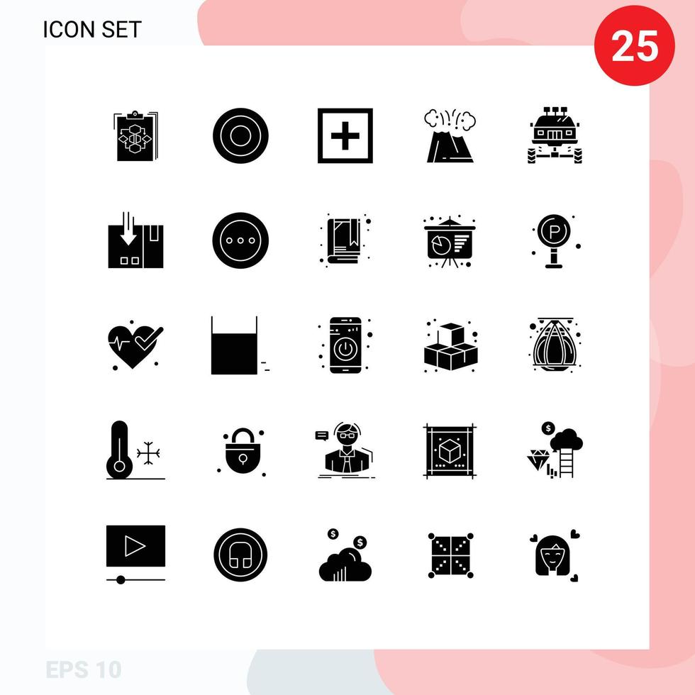 25 Thematic Vector Solid Glyphs and Editable Symbols of eruption support interface question info Editable Vector Design Elements