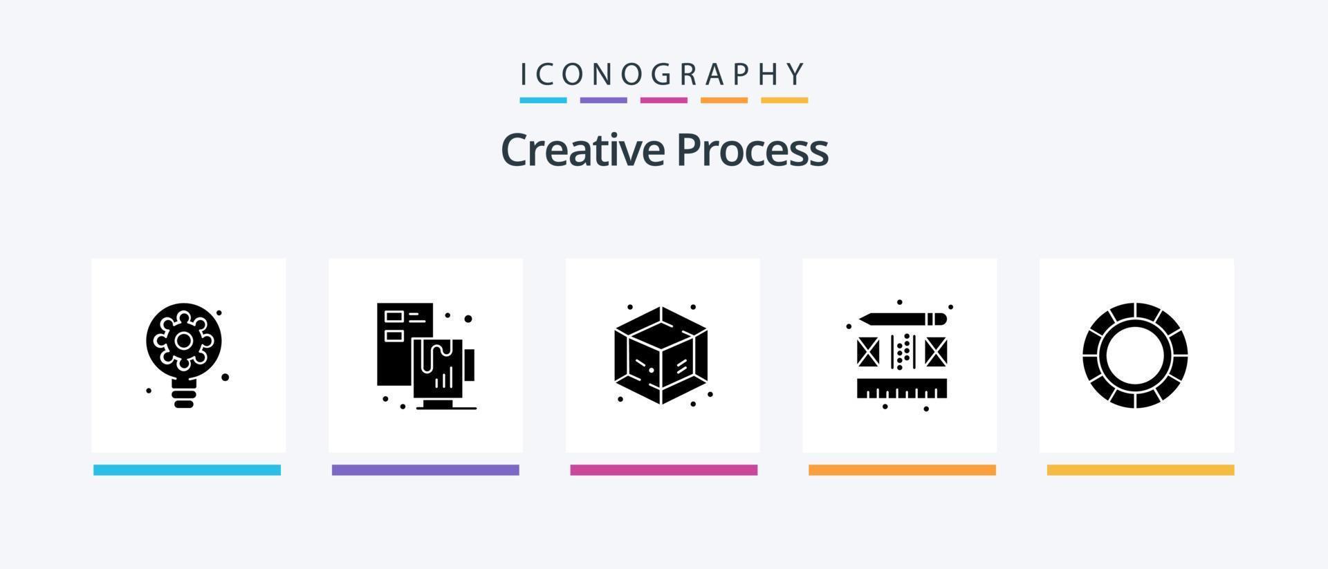 Creative Process Glyph 5 Icon Pack Including . creative. creative. color wheel. process. Creative Icons Design vector