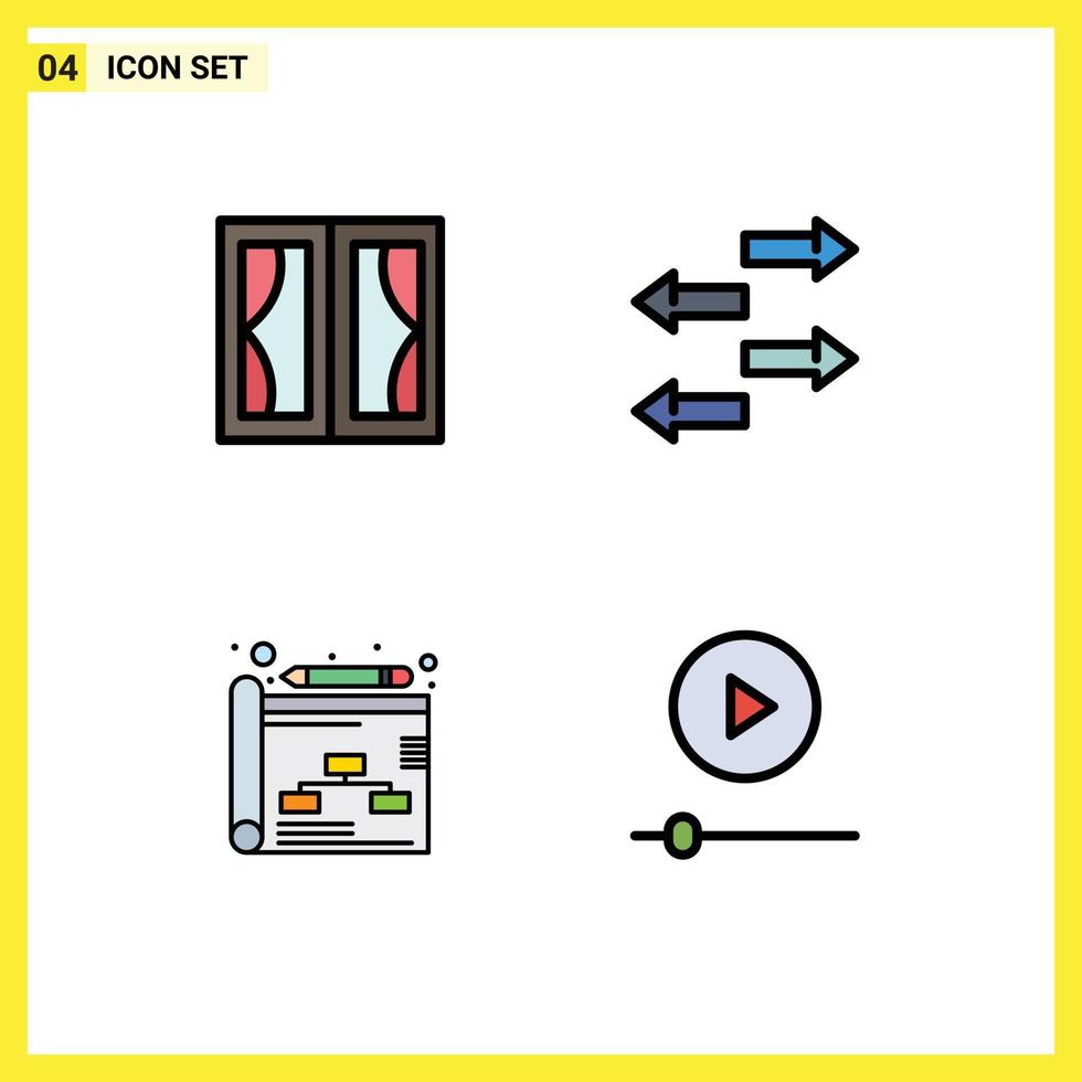 conjunto de 4 4 moderno ui íconos símbolos señales para edificios planificación hogar importar dispositivos editable vector diseño elementos