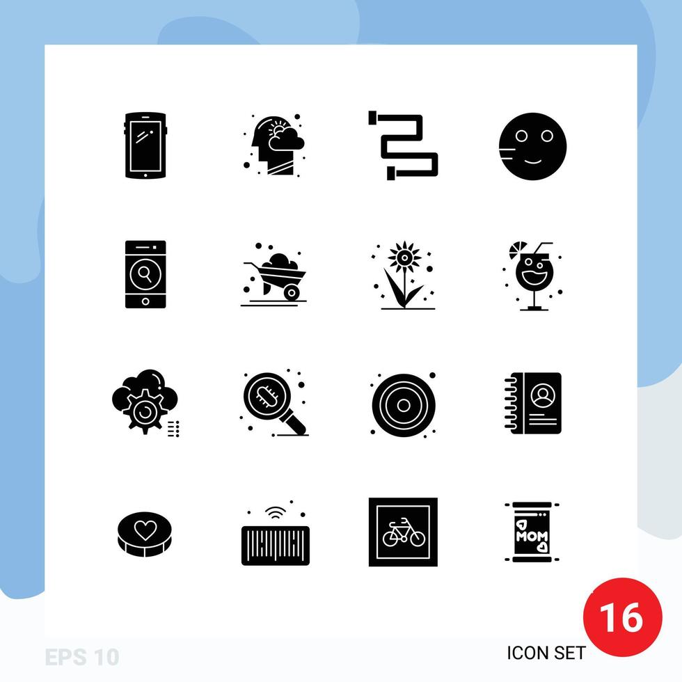 16 Solid Glyph concept for Websites Mobile and Apps people school mind emojis rail Editable Vector Design Elements