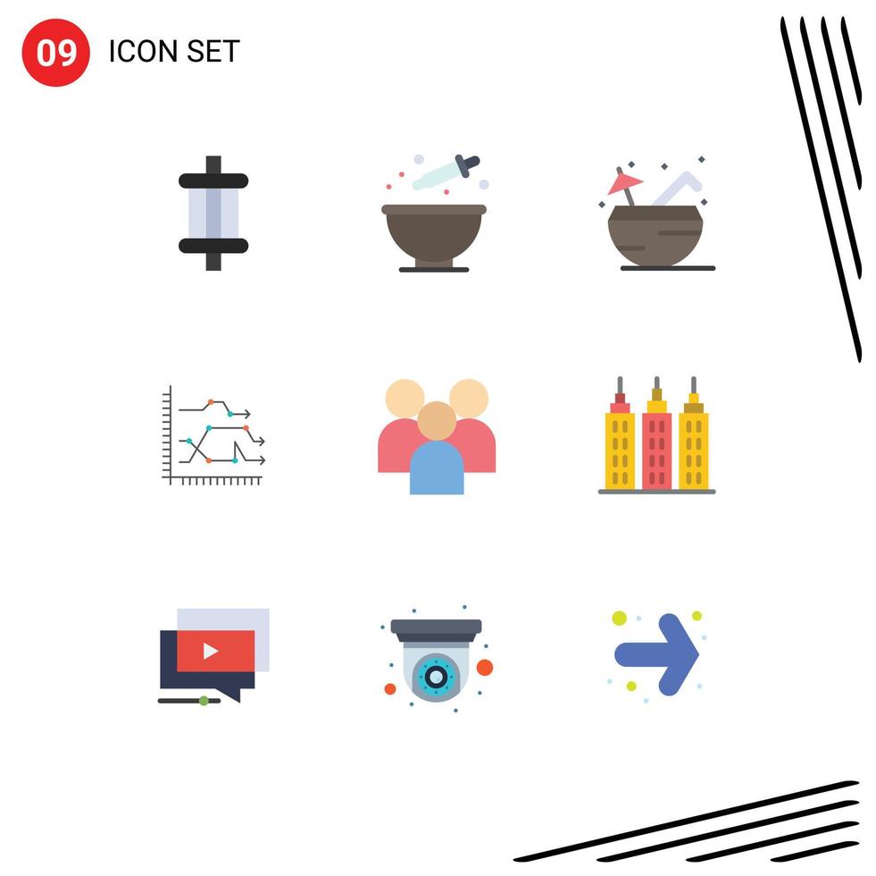 9 Universal Flat Colors Set for Web and Mobile Applications trends diagram beach chart analytics Editable Vector Design Elements