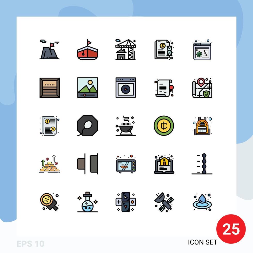 valores vector icono paquete de 25 línea señales y símbolos para web controlar notificación grua factura contrato editable vector diseño elementos