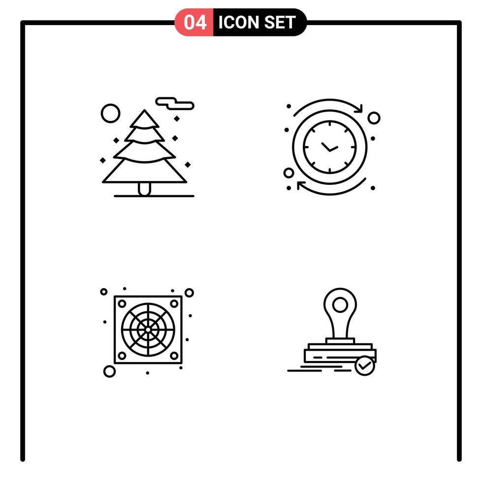 Set of 4 Modern UI Icons Symbols Signs for nature cooler backward reverse stamp Editable Vector Design Elements