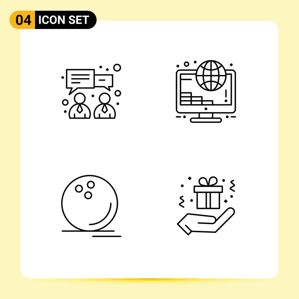 Line Pack of 4 Universal Symbols of business sport investment coins watchkit Editable Vector Design Elements