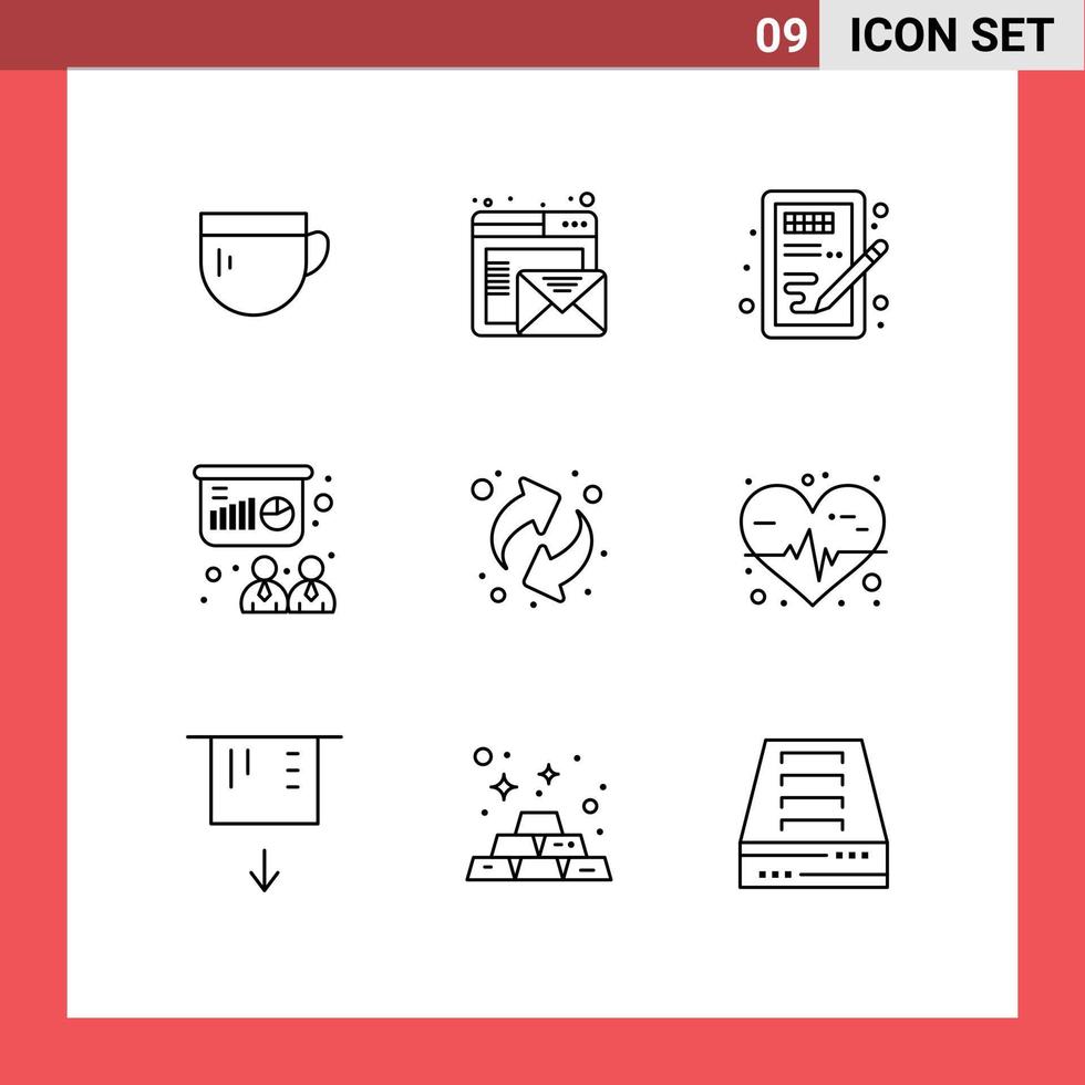 Outline Pack of 9 Universal Symbols of arrows training creative presentation learning Editable Vector Design Elements