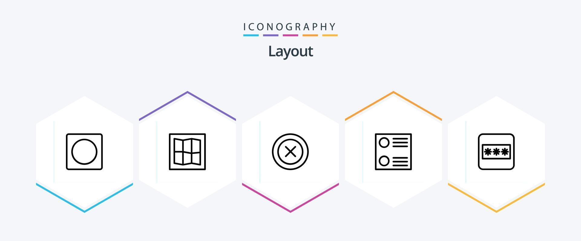 Layout 25 Line icon pack including . . ux. password. field vector