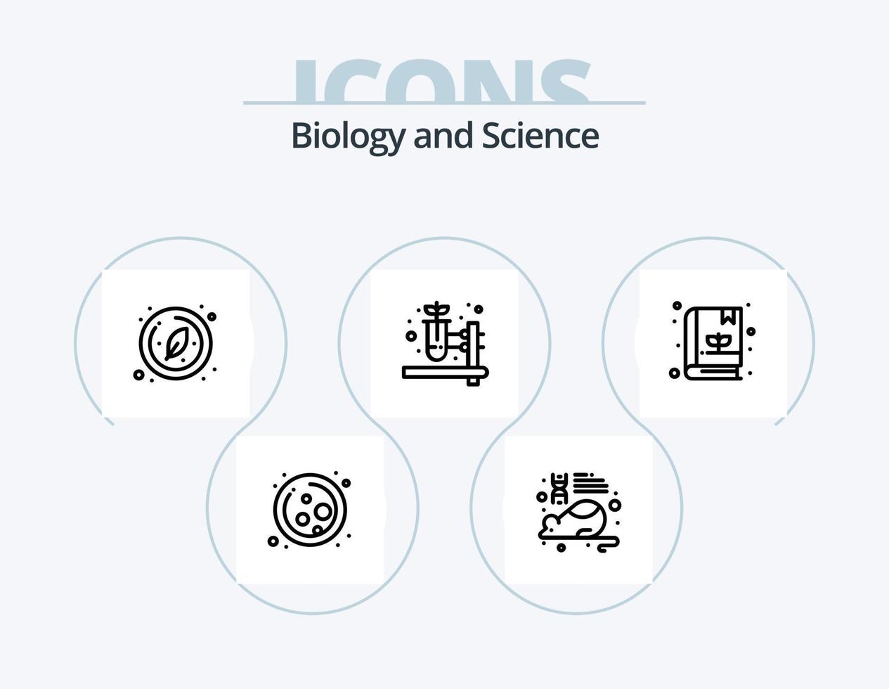 Biology Line Icon Pack 5 Icon Design. lab. setting. science. plant. environment vector