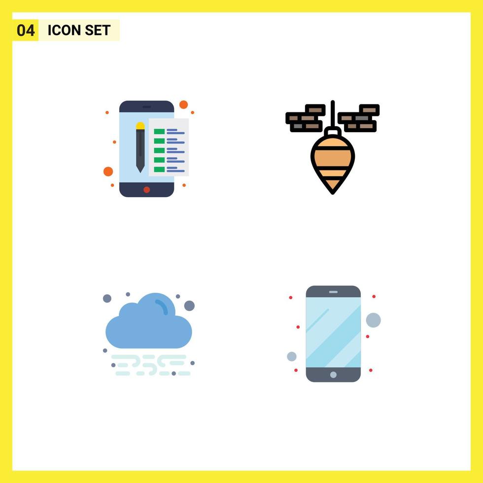 Universal Icon Symbols Group of 4 Modern Flat Icons of archive energy stamp bob cloud Editable Vector Design Elements