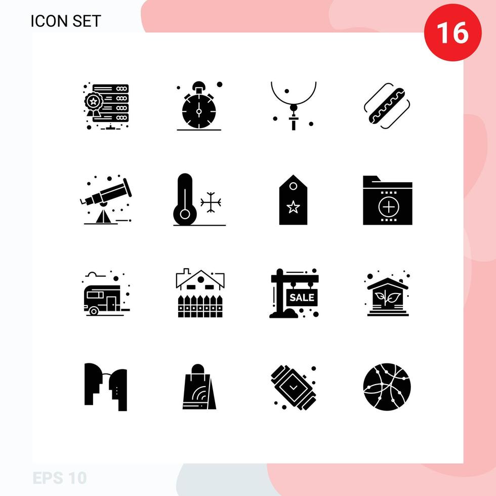 Editable Vector Line Pack of 16 Simple Solid Glyphs of states american time america holiday Editable Vector Design Elements