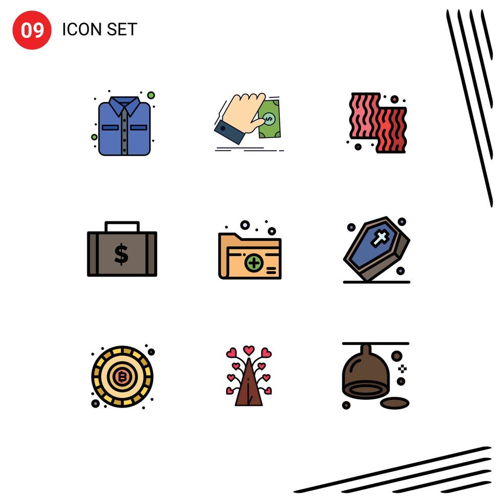 Set of 9 Modern UI Icons Symbols Signs for payments finance animal dollar meat Editable Vector Design Elements