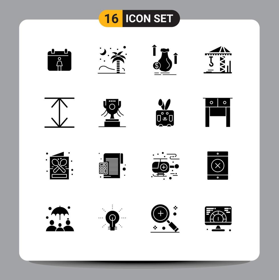 16 Solid Glyph concept for Websites Mobile and Apps award arrows bag construction crain Editable Vector Design Elements