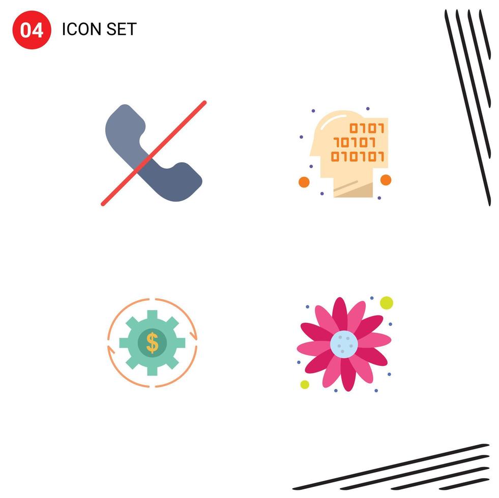 Group of 4 Flat Icons Signs and Symbols for call capital phone human make Editable Vector Design Elements