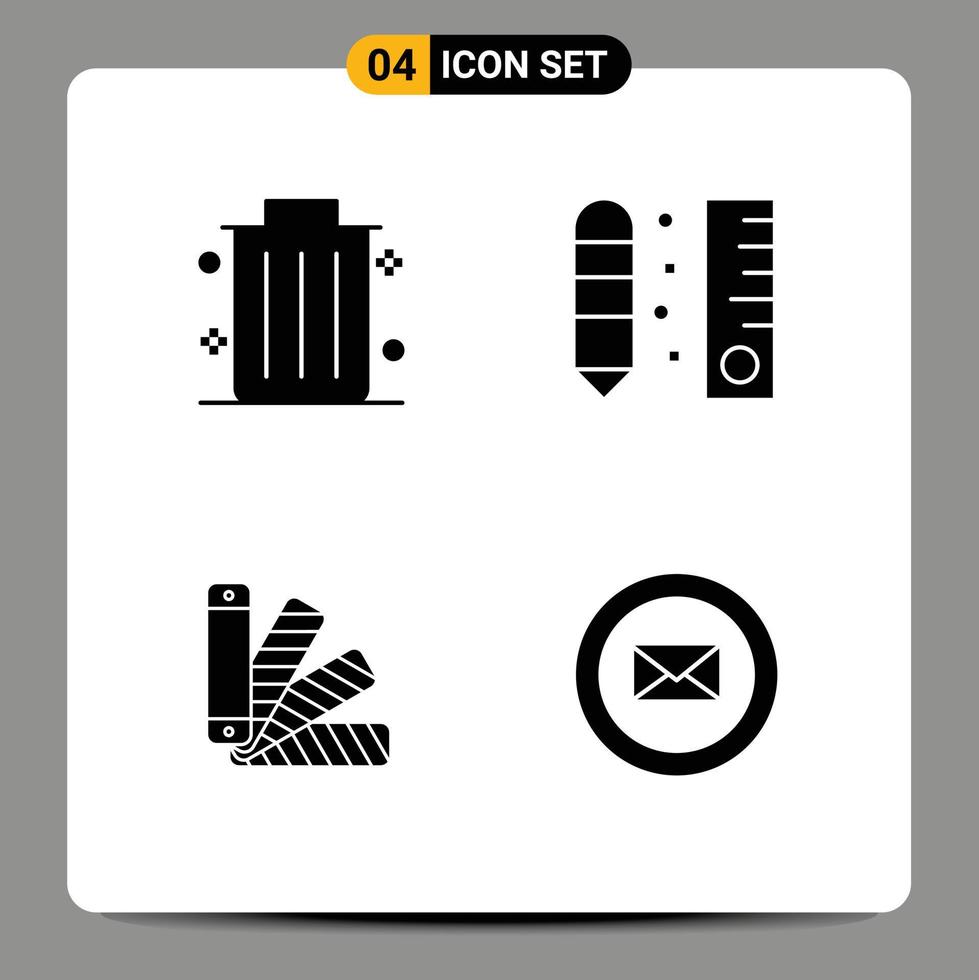 Universal Solid Glyphs Set for Web and Mobile Applications business pallete drafting ruler swatch Editable Vector Design Elements