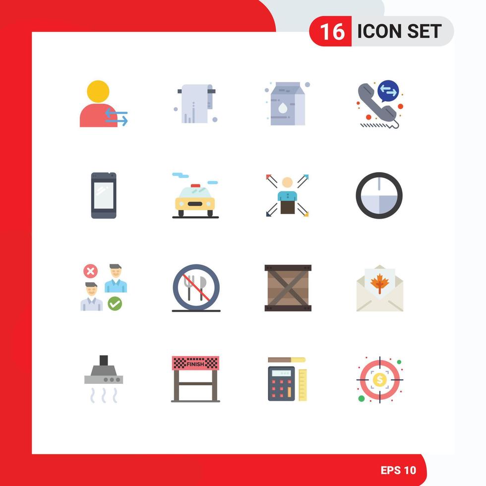 16 Thematic Vector Flat Colors and Editable Symbols of huawei smart phone canned phone call diversion Editable Pack of Creative Vector Design Elements