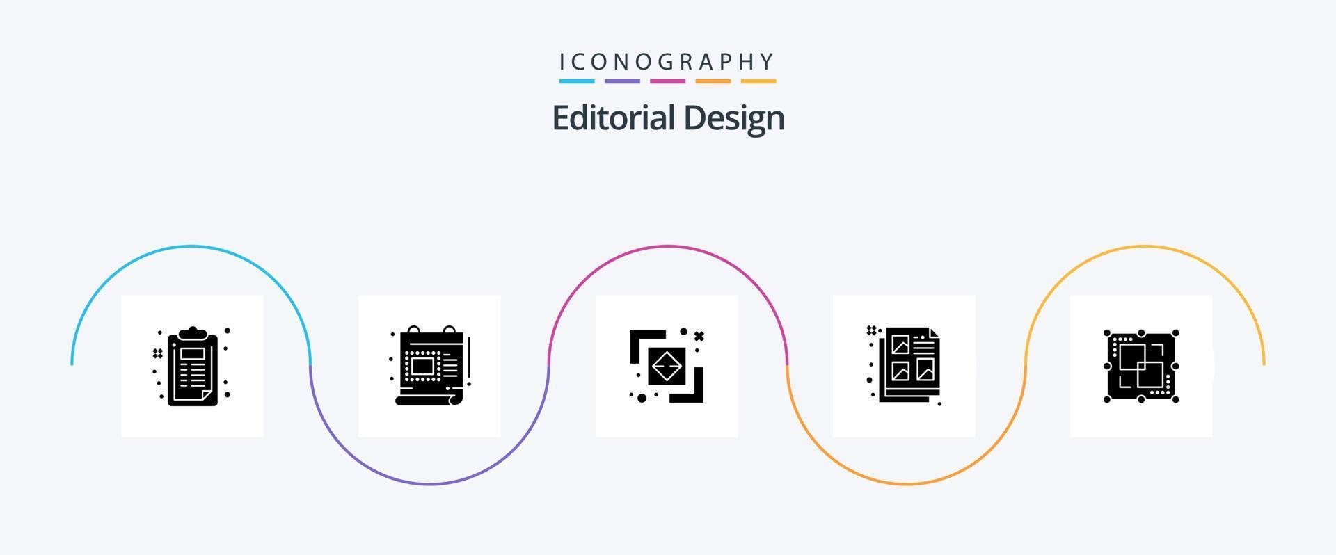 editorial diseño glifo 5 5 icono paquete incluso dibujo. idea. diferencia. documento. creativo vector