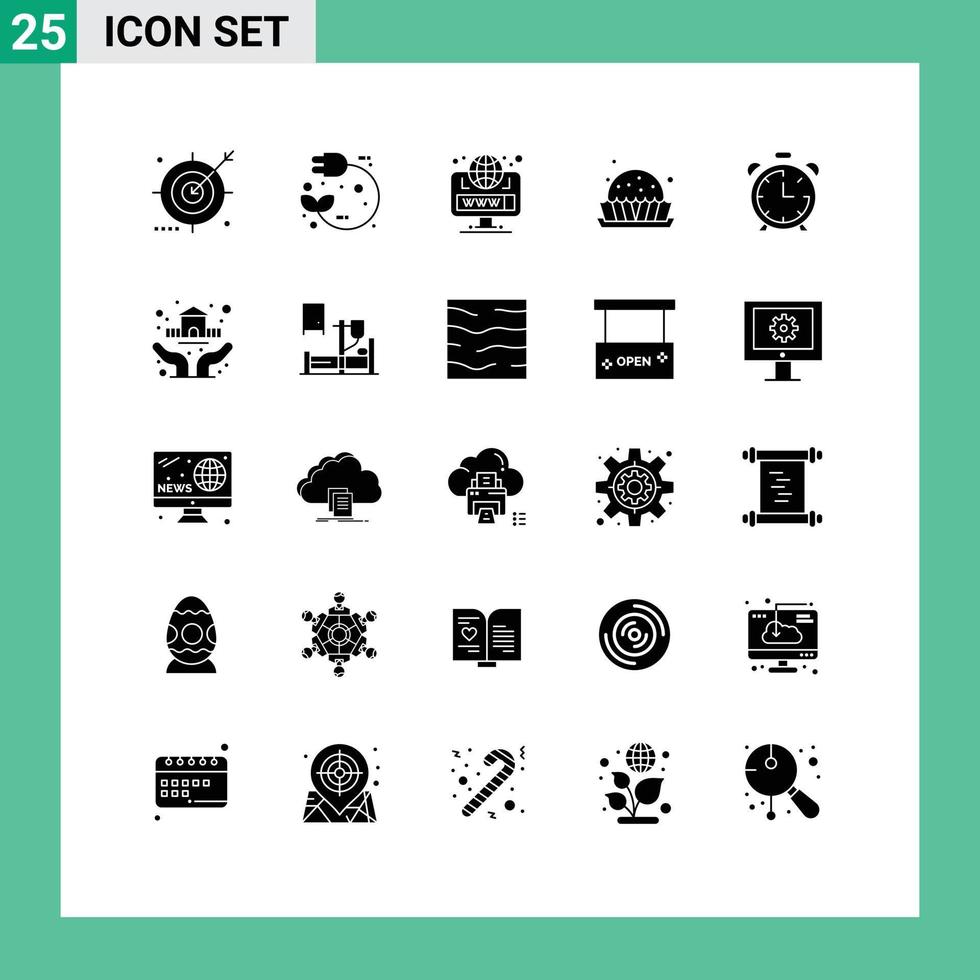 Set of 25 Modern UI Icons Symbols Signs for sweets food power dessert site Editable Vector Design Elements