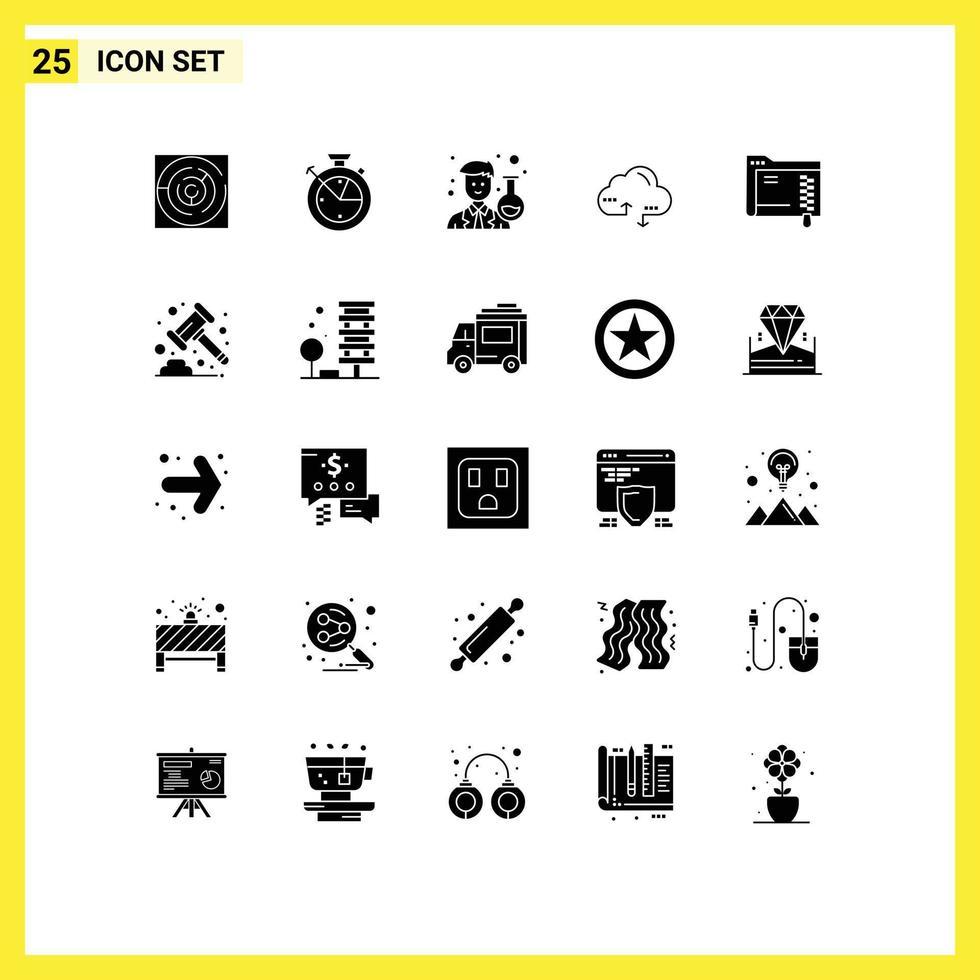 Set of 25 Modern UI Icons Symbols Signs for data link data scince computing scientist Editable Vector Design Elements