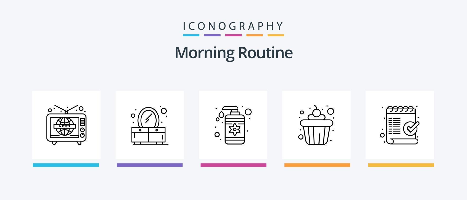 Morning Routine Line 5 Icon Pack Including oats. cereals. dots. bowl. ironing stand. Creative Icons Design vector
