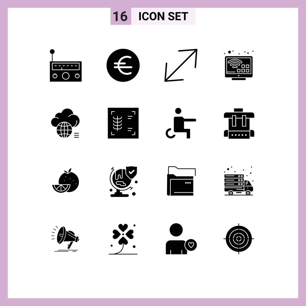 16 Universal Solid Glyphs Set for Web and Mobile Applications storage idea corner cloud smart Editable Vector Design Elements