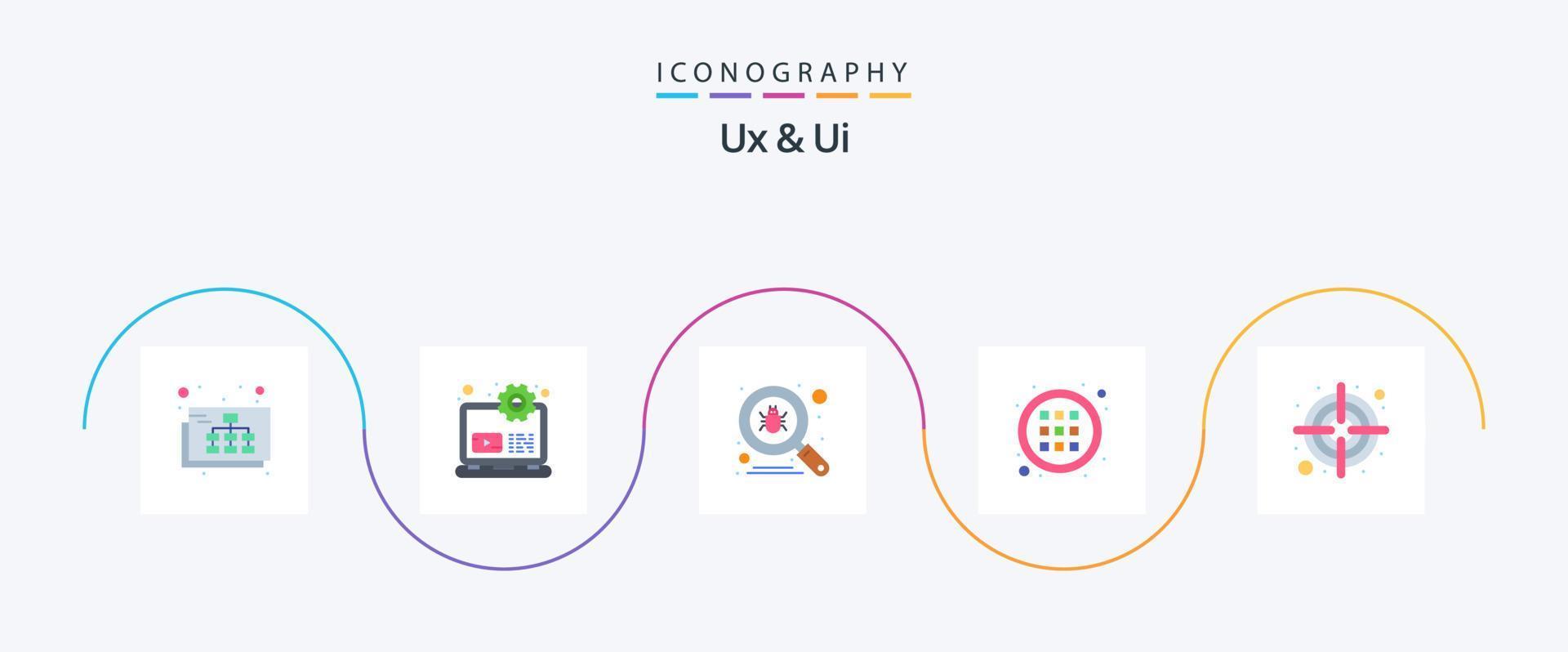 ux y ui plano 5 5 icono paquete incluso objetivo. dardos. bicho. opciones controlar vector