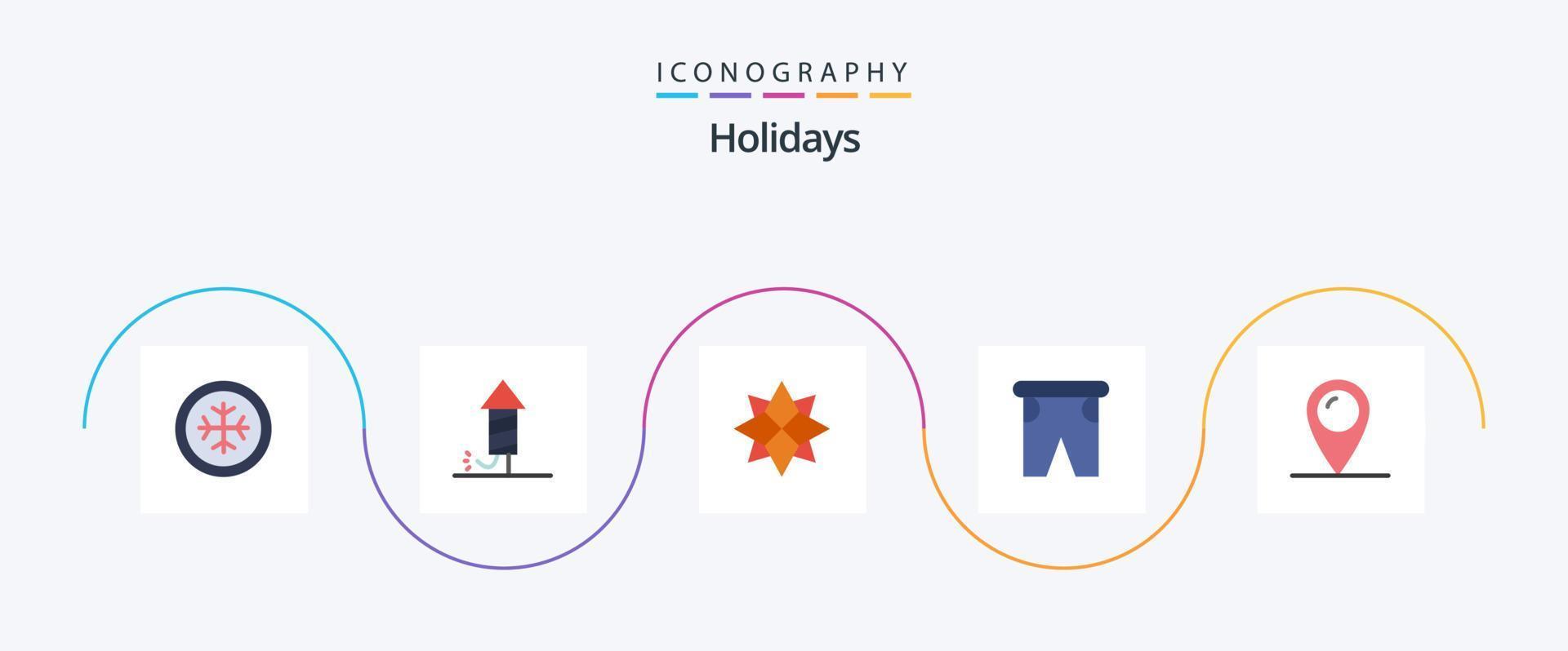 Holidays Flat 5 Icon Pack Including location. traveling. holiday. swimming. holiday vector