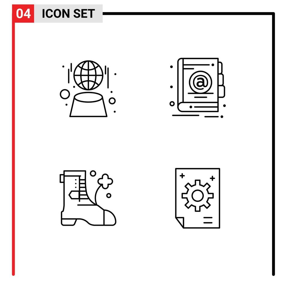 Group of 4 Modern Filledline Flat Colors Set for digital ireland network office collective Editable Vector Design Elements