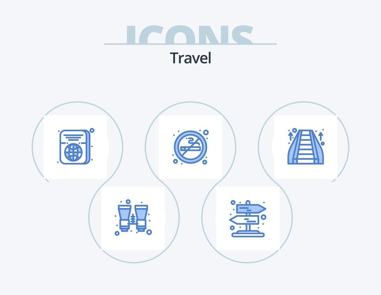 Travel Blue Icon Pack 5 Icon Design. staircase. escalator. ticket. air. sign vector