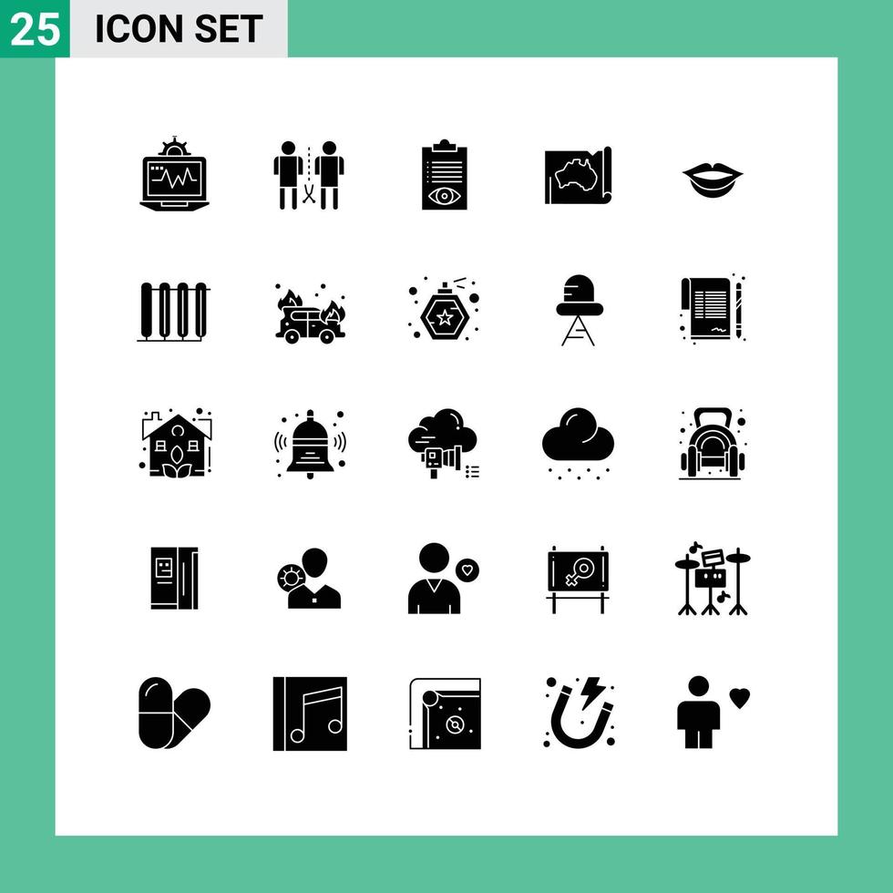 25 Universal Solid Glyphs Set for Web and Mobile Applications location australian shared australia line Editable Vector Design Elements