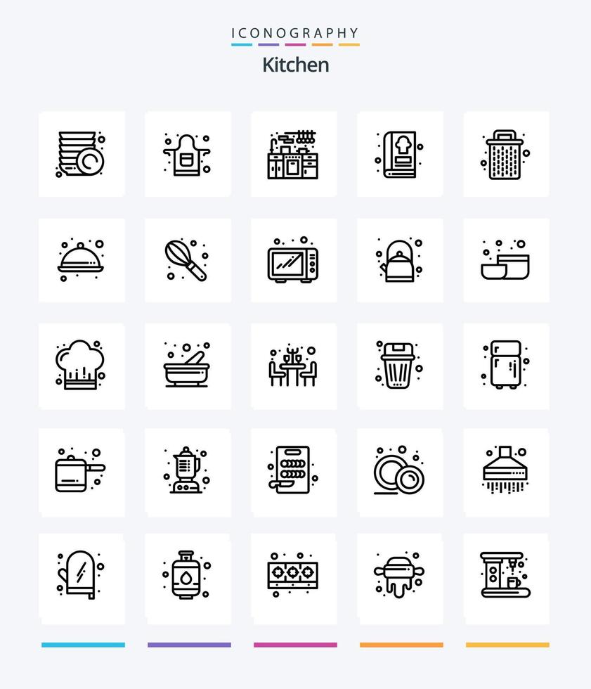 creativo cocina 25 contorno icono paquete tal como alimento. borrar. cocina colocar. estado. cocina vector