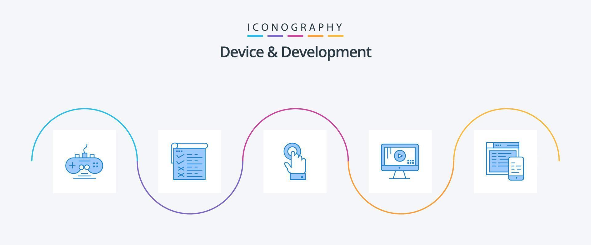 Device And Development Blue 5 Icon Pack Including design. music. toch. play. computer vector