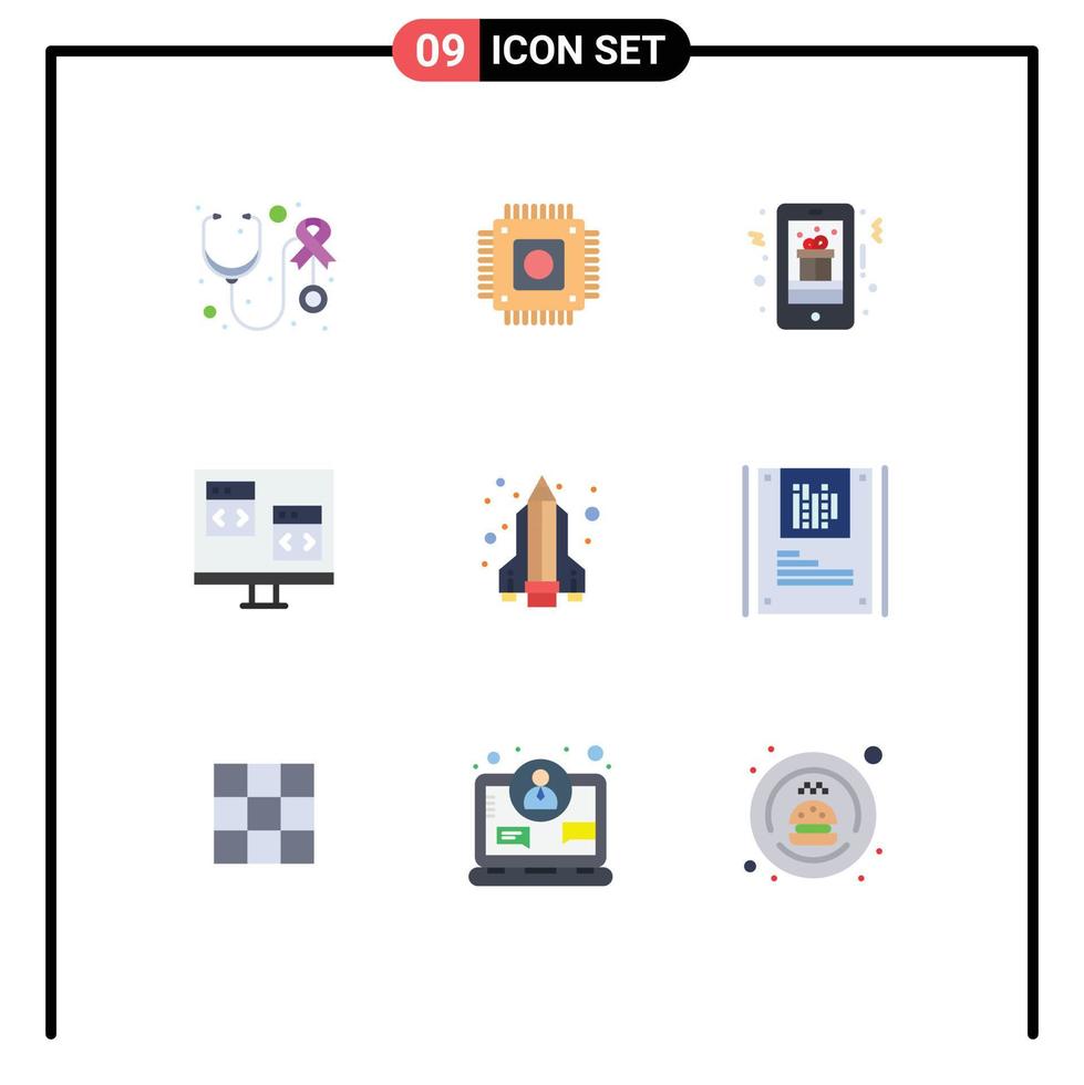 Pack of 9 Modern Flat Colors Signs and Symbols for Web Print Media such as development computer christmas coding phone Editable Vector Design Elements