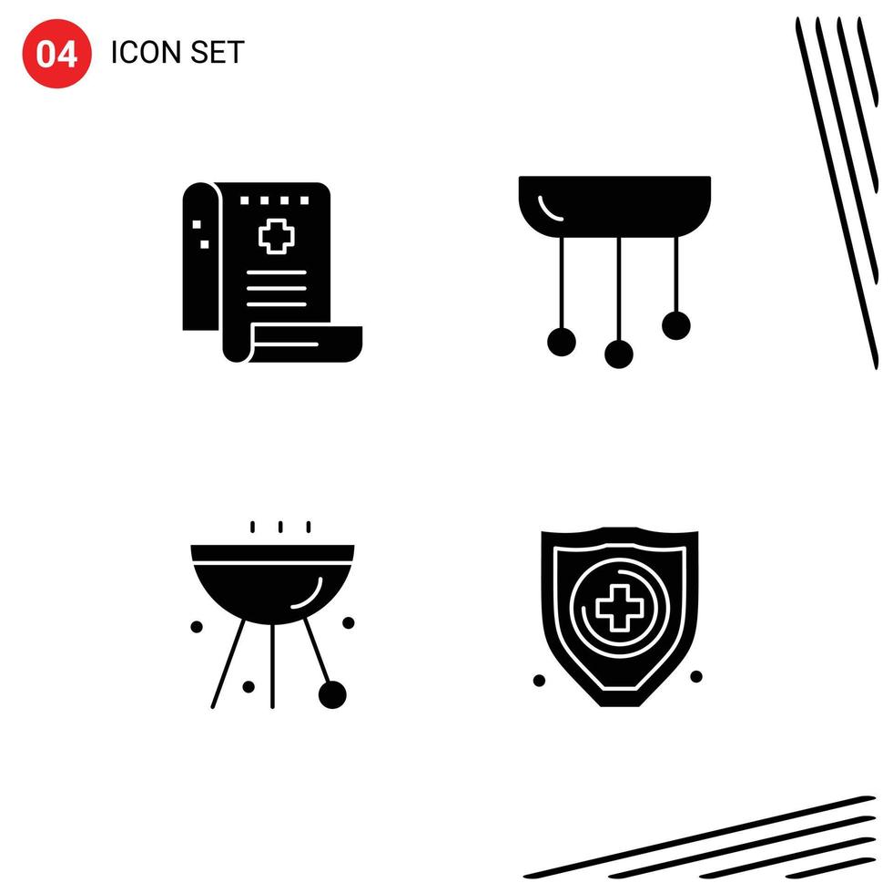 Editable Vector Line Pack of Simple Solid Glyphs of health light medicine decorations bbq Editable Vector Design Elements