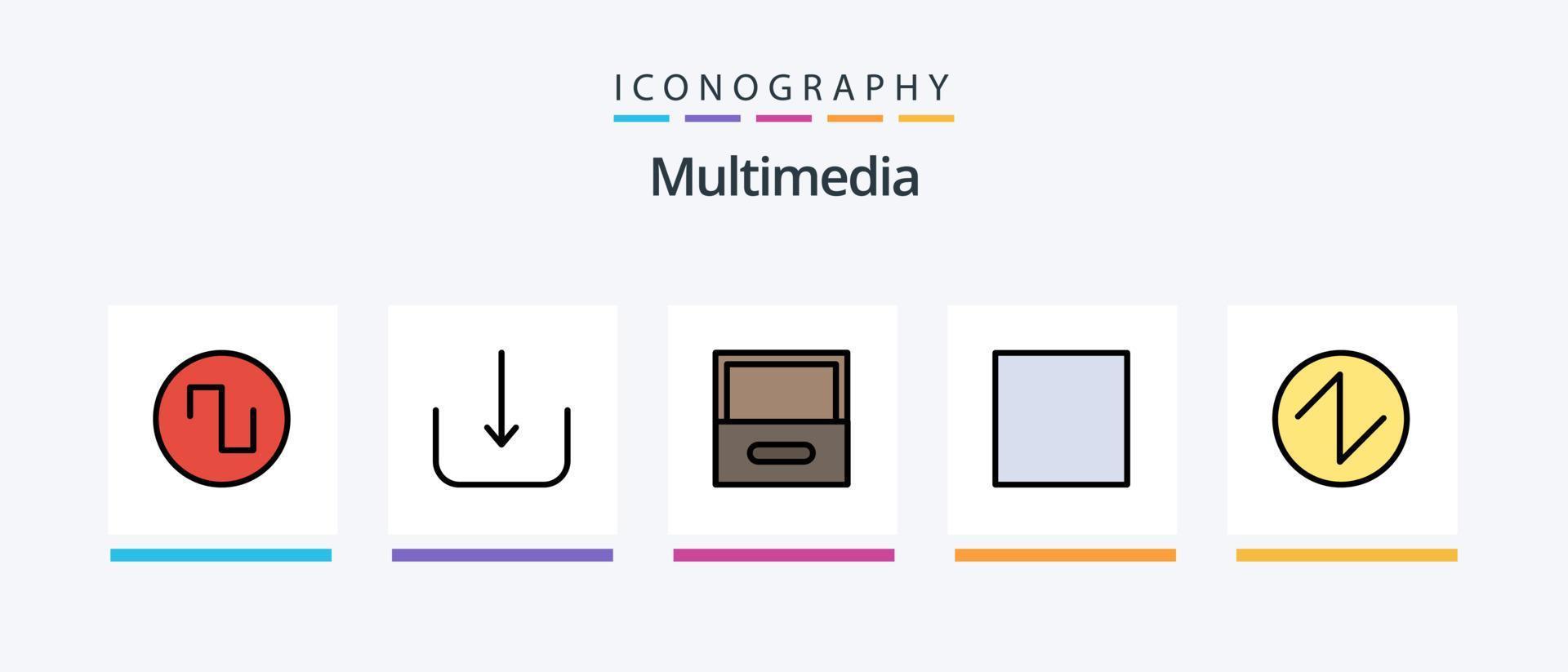 Multimedia Line Filled 5 Icon Pack Including . square. sealed. sound. player. Creative Icons Design vector