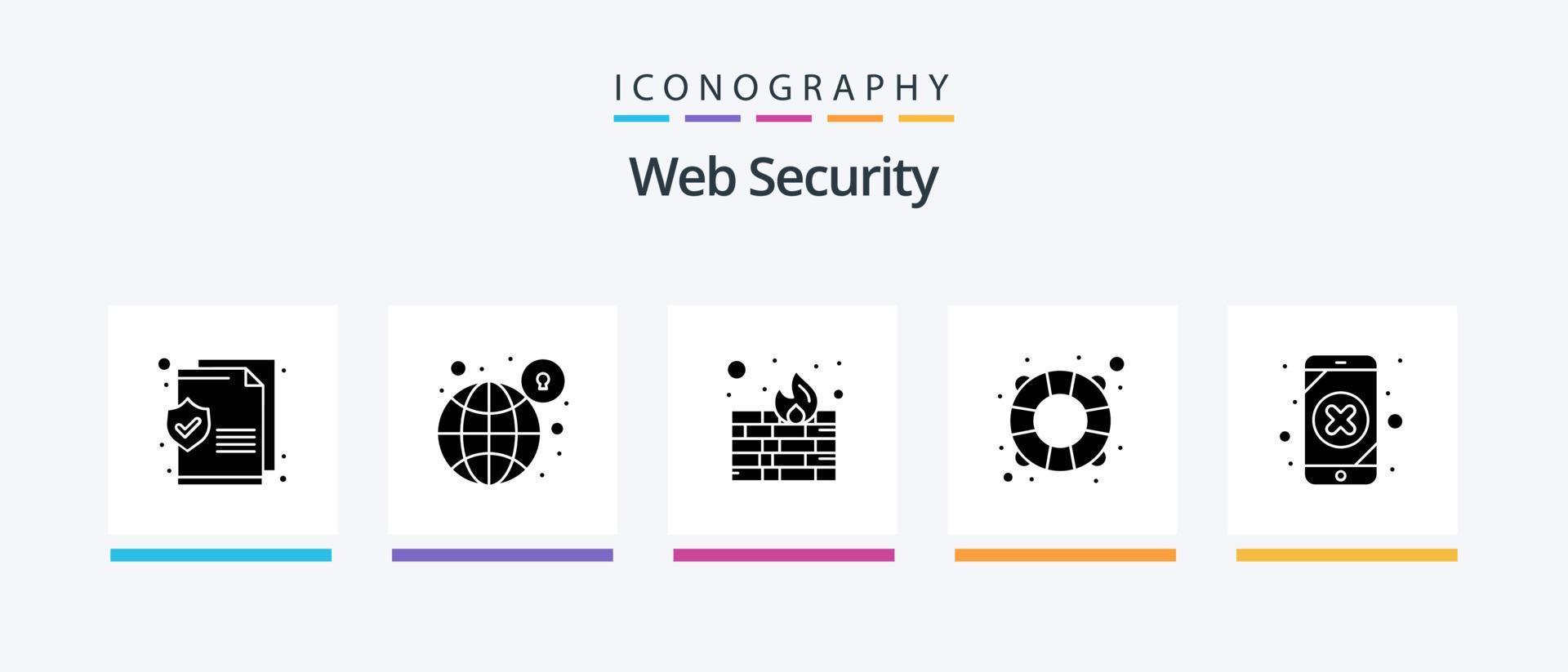 Web Security Glyph 5 Icon Pack Including loss. data. firewall. mobile data. safety. Creative Icons Design vector
