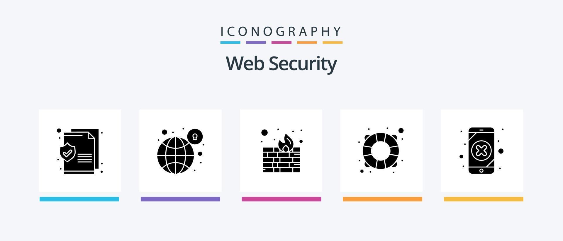 web seguridad glifo 5 5 icono paquete incluso pérdida. datos. cortafuegos móvil datos. seguridad. creativo íconos diseño vector