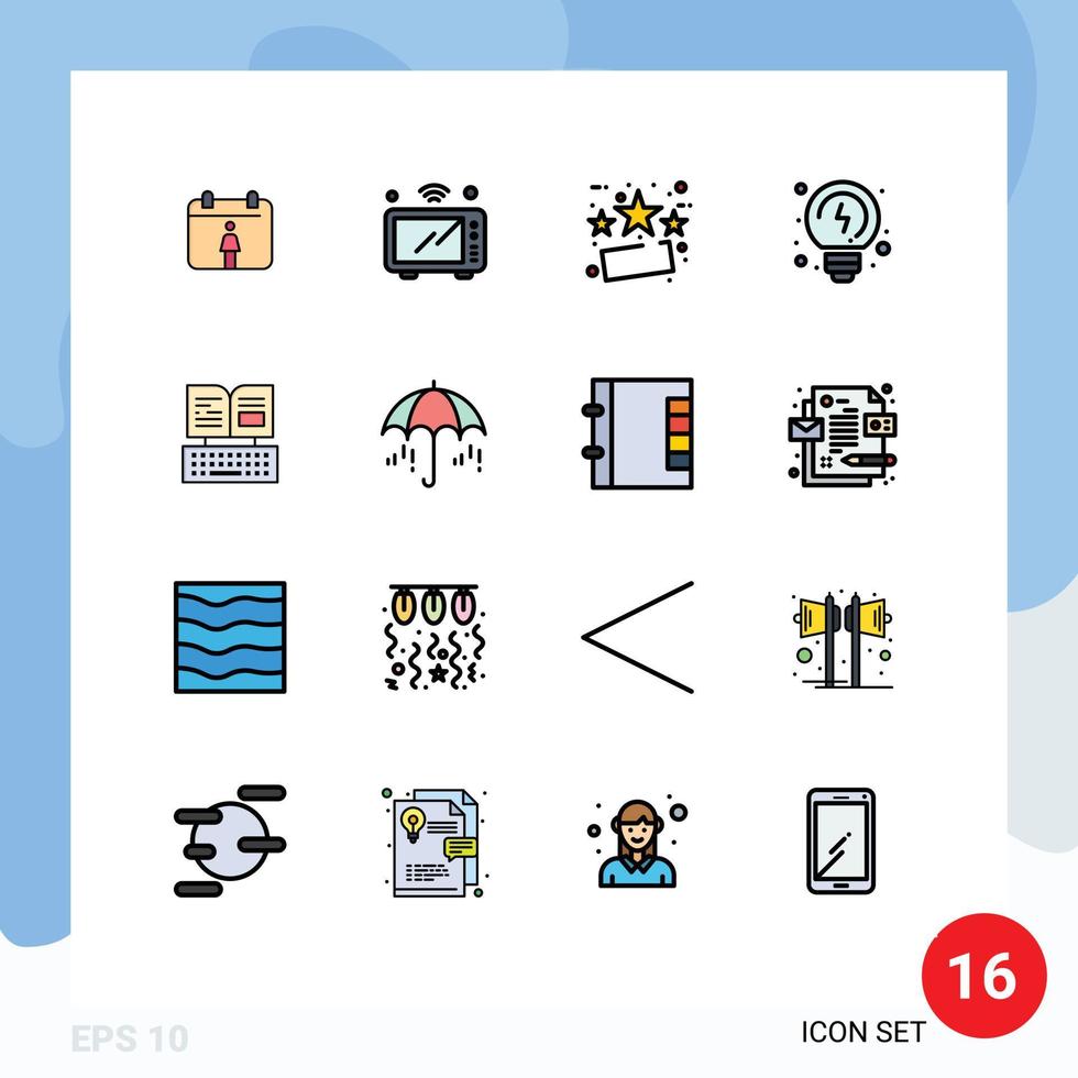 16 Flat Color Filled Line concept for Websites Mobile and Apps facebook keyboard friday key solutions Editable Creative Vector Design Elements