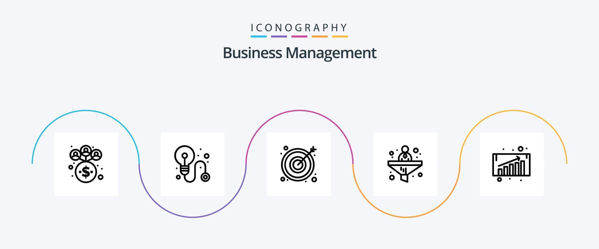 negocio administración línea 5 5 icono paquete incluso . ventas. objetivo. cuadro. financiero vector