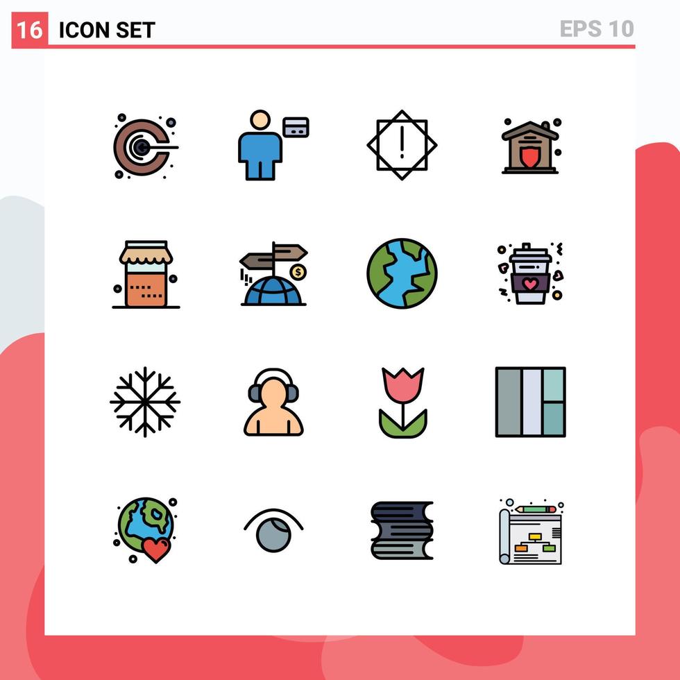 16 Creative Icons Modern Signs and Symbols of food home debit security insurance Editable Creative Vector Design Elements