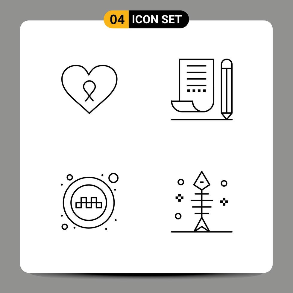 Universal Icon Symbols Group of 4 Modern Filledline Flat Colors of heart public patient notebook signs Editable Vector Design Elements